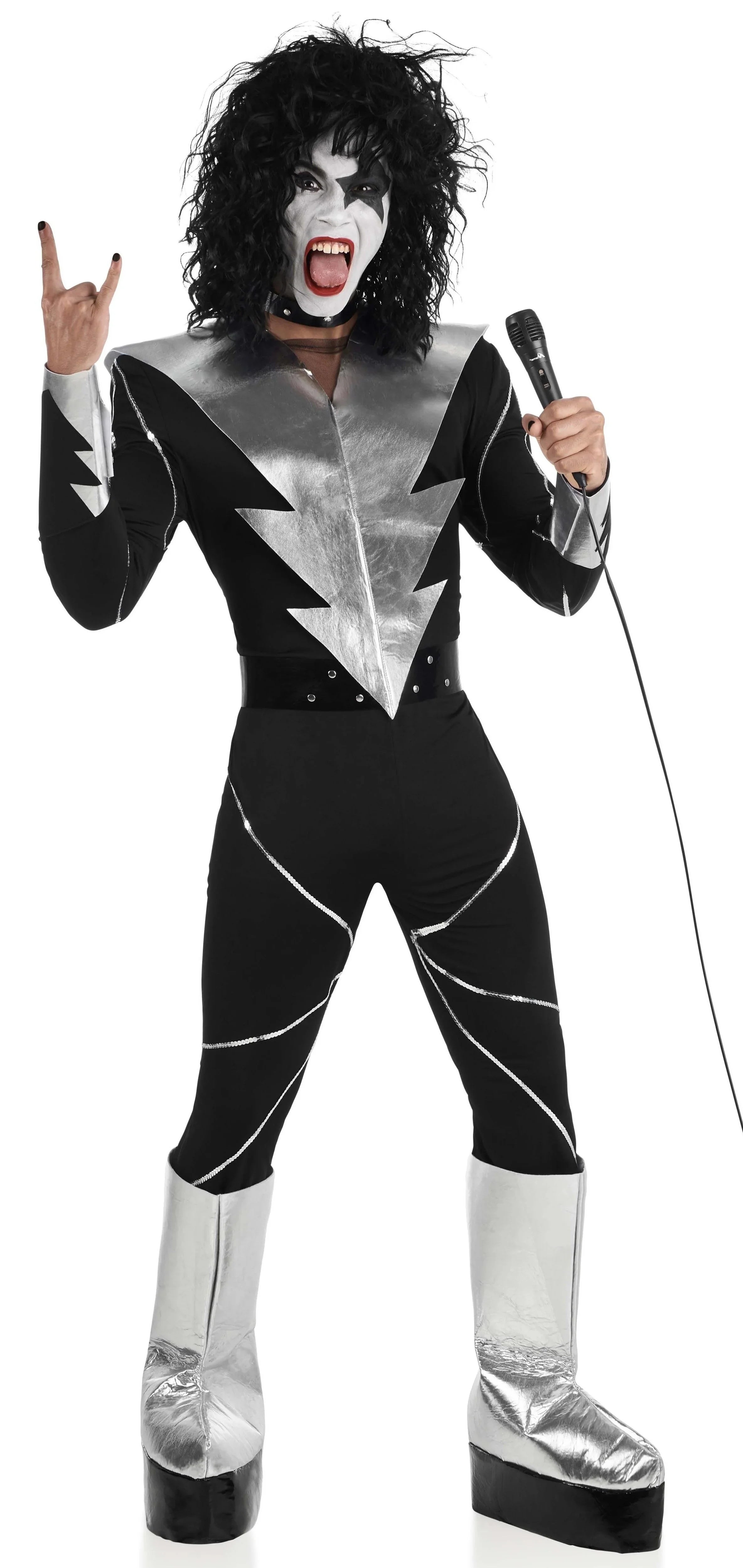 Disfraz de Cantante Heavy Metal Kiss para Hombre Cantantes y Músicos Kimokawaii