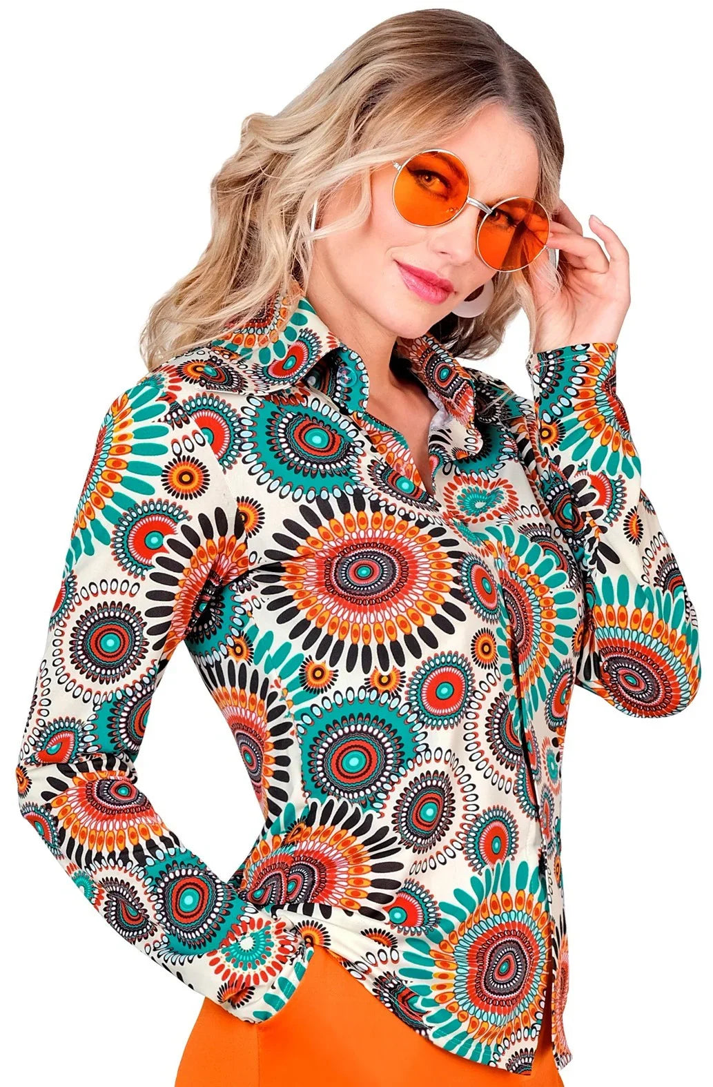 Camisa Años 60 con Estampado Multicolor para Mujer Años 60 Widmann
