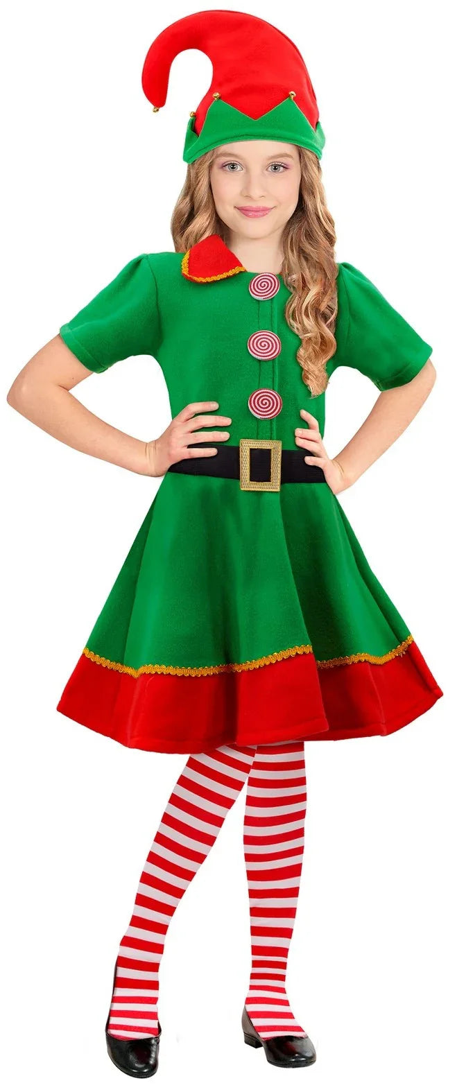 Disfraz de Elfa Ayudante de Santa Claus para Niña Elfos Navideños Widmann