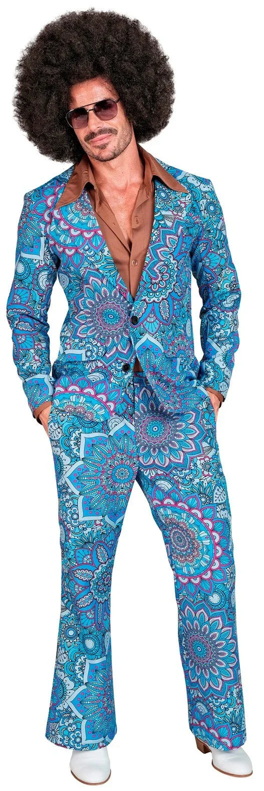 Traje Años 60 con Estampado Mandala Azul para Hombre Años 60 Widmann