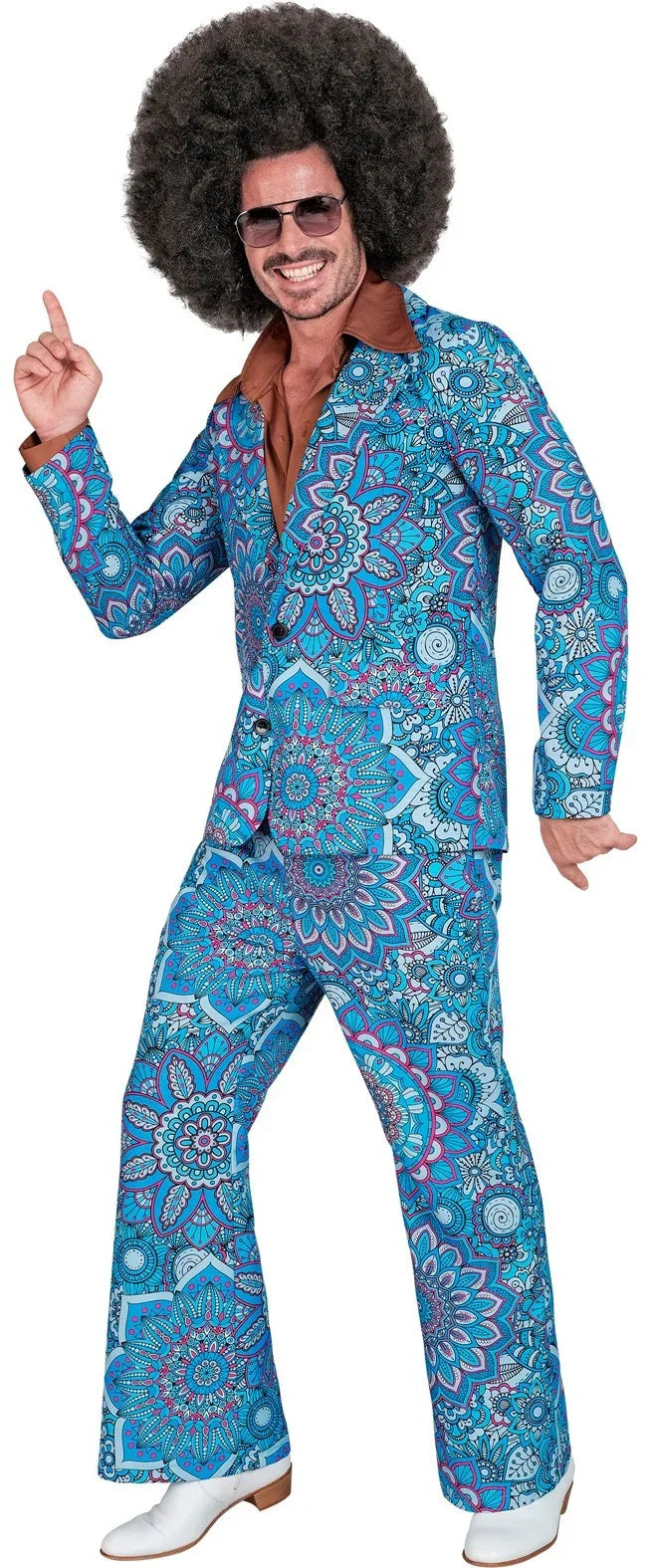 Traje Años 60 con Estampado Mandala Azul para Hombre Años 60 Widmann