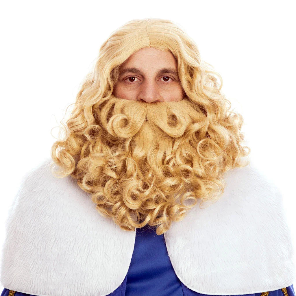 Peluca Rubia con Barba de Rey Mago Gaspar Reyes Magos y Pajes EuroCarnavales