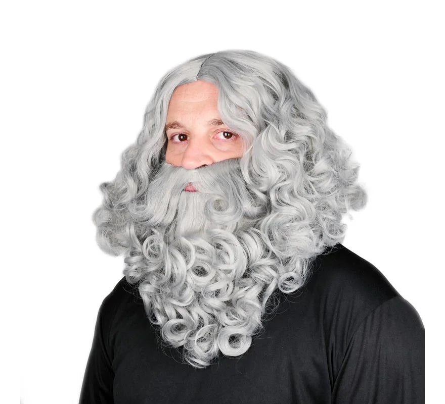 Peluca de Rey Mago Melchor Gris con Barba Reyes Magos y Pajes EuroCarnavales