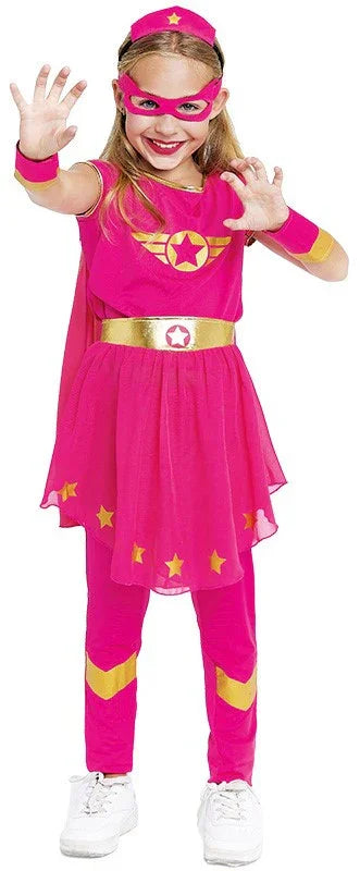 Disfraz de Superheroína Rosa para Niña Superhéroes Infantiles Partilandia