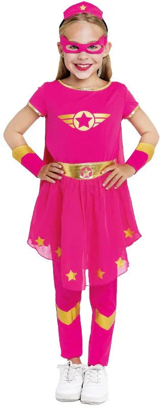Disfraz de Superheroína Rosa para Niña Superhéroes Infantiles Partilandia
