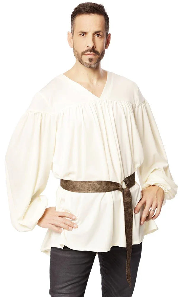 Camisa Medieval Blanca con Cinturón para Hombre Camisas Medievales EuroCarnavales