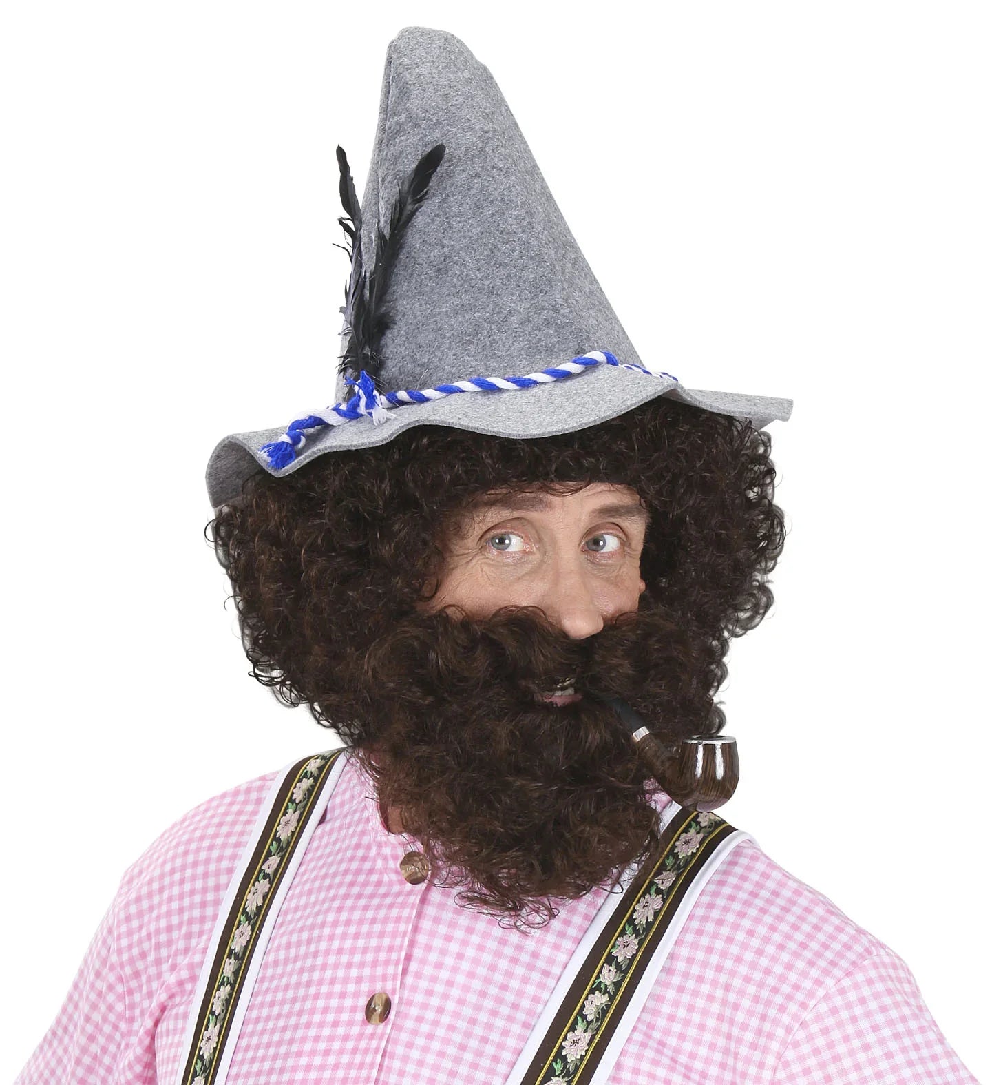 Peluca Castaña Rizosa con Barba Barbas y Bigotes Widmann