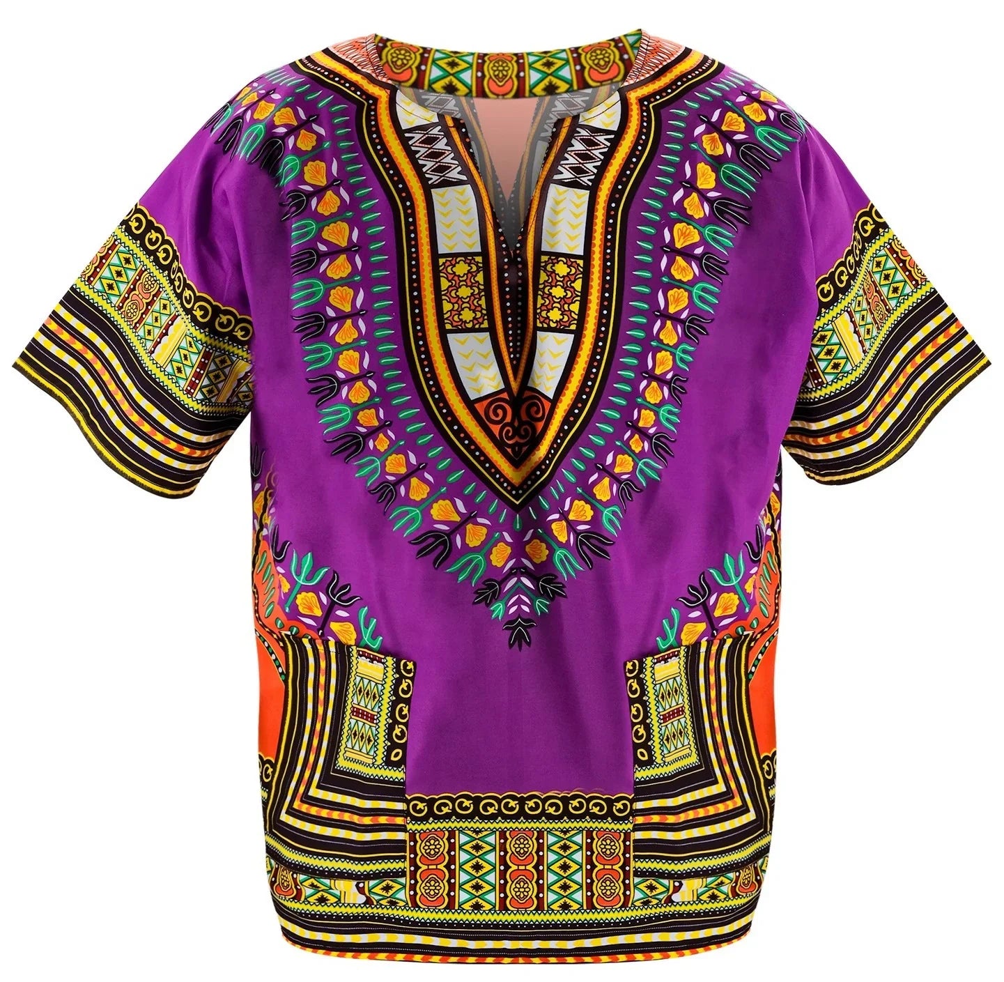 Camiseta Hippie Morada Estilo Dashiki para Hombre Hippie Widmann