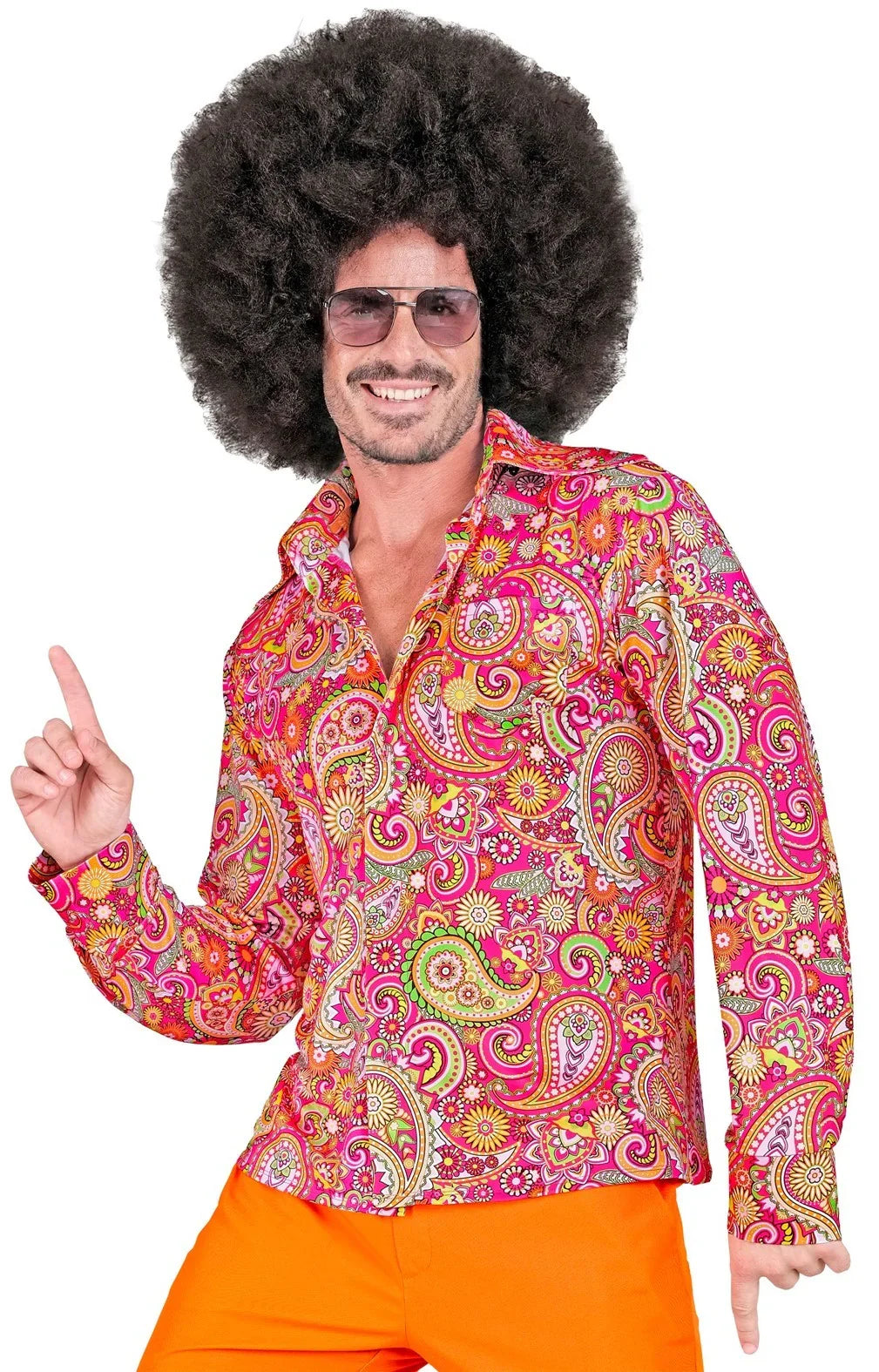 Camisa Años 60 Estampado Paisley Rosa para Hombre Años 60 Widmann