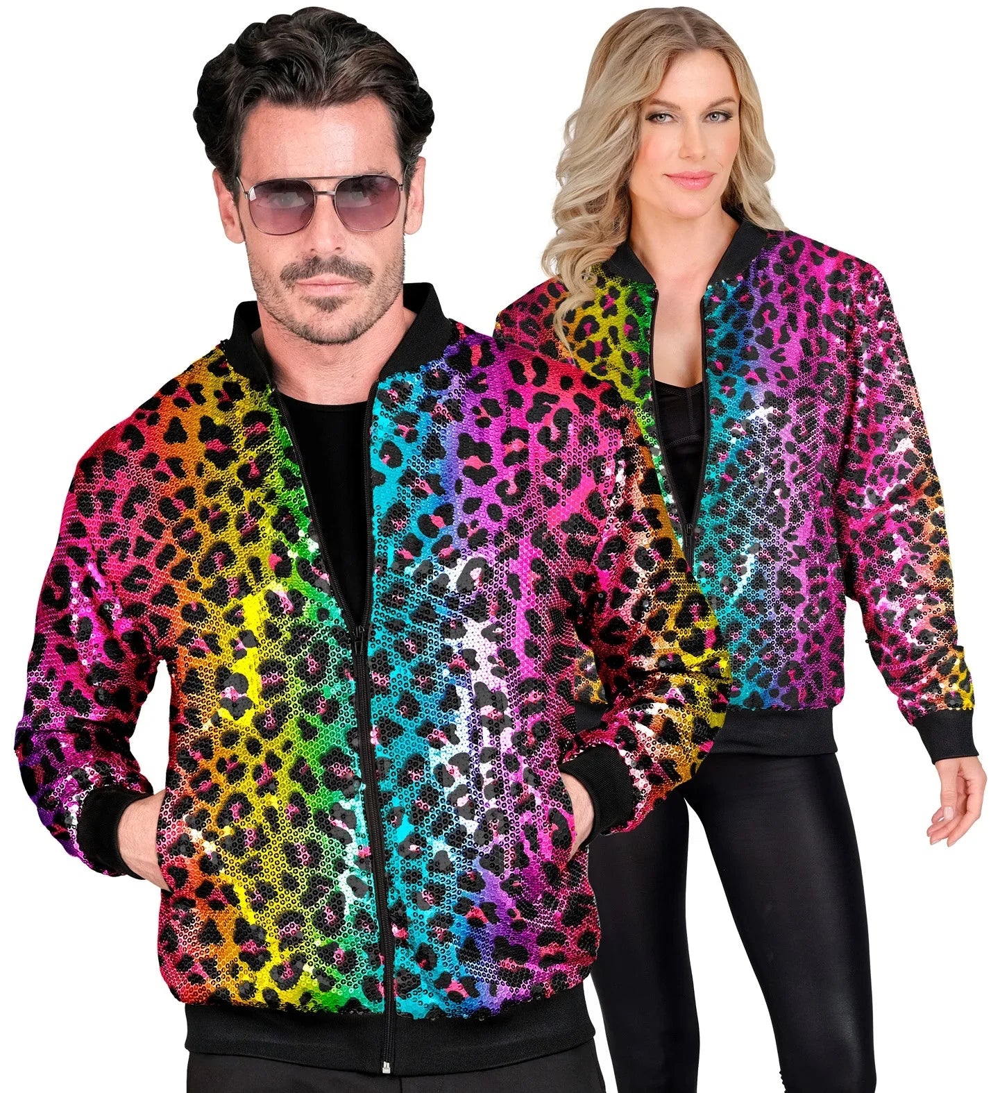Chaqueta Bomber de Leopardo Arcoíris con Lentejuelas Chaquetas y Fracs Widmann