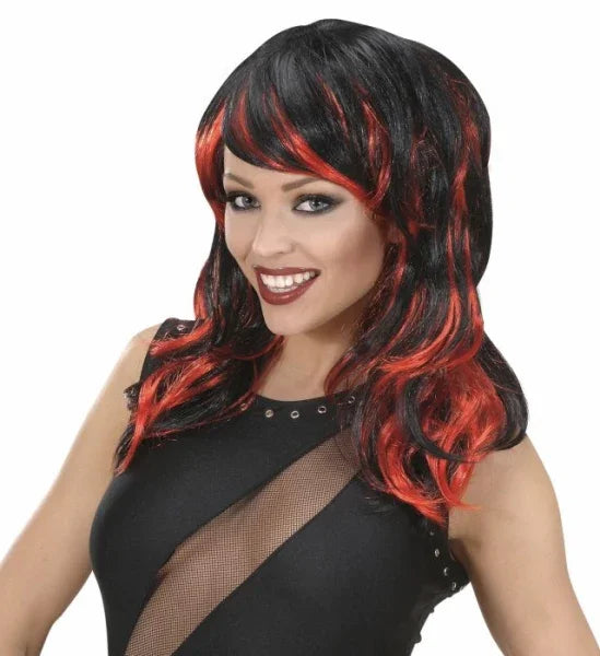 Peluca Morena con Mechas Rojas COMPLEMENTOS Widmann