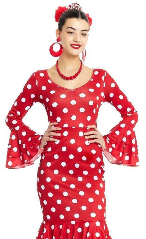 Disfraz de Sevillana Rojo con Lunares Blancos para Mujer Sevillanas Partilandia