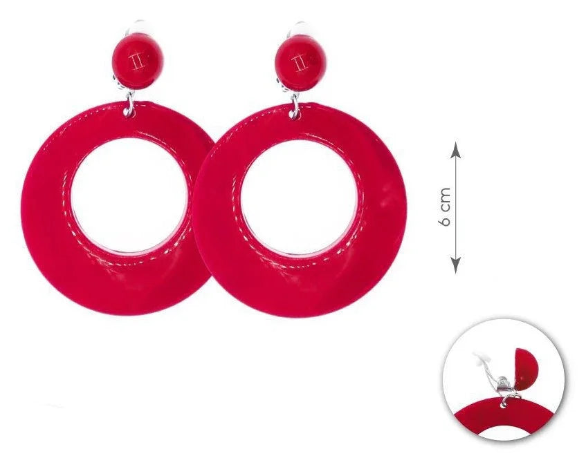 Pendientes de Flamenca Rojos con Aro Sevillanas Partilandia