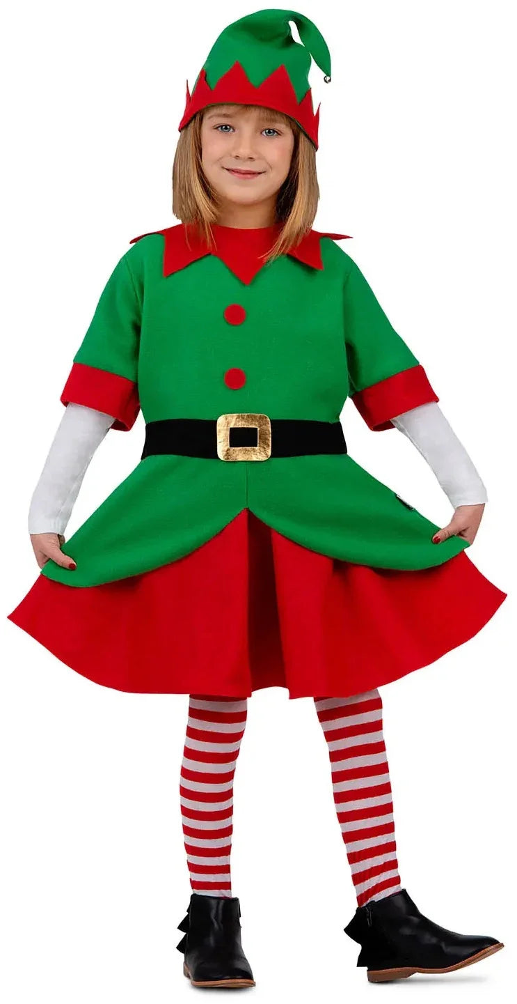 Disfraz de Elfa de Papá Noel para Niña Navidad Infantiles Viving
