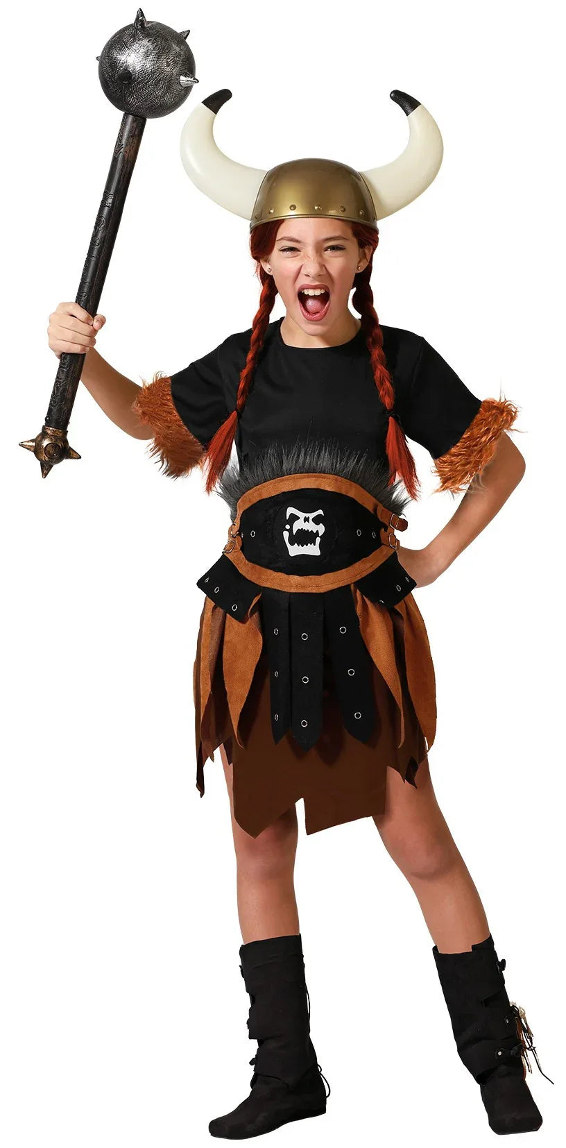 Disfraz de Vikinga Oscura para Niña Vikingo Atosa