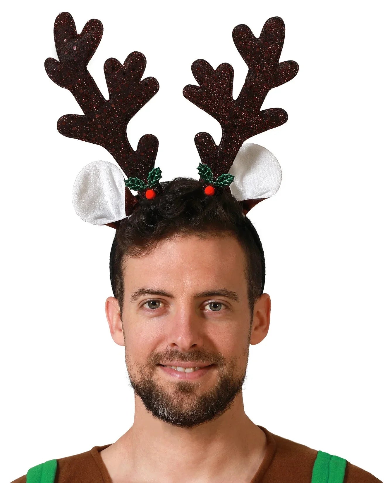 Cuernos de Reno con Orejas y Muérdago Diademas con Cuernos de Reno Atosa