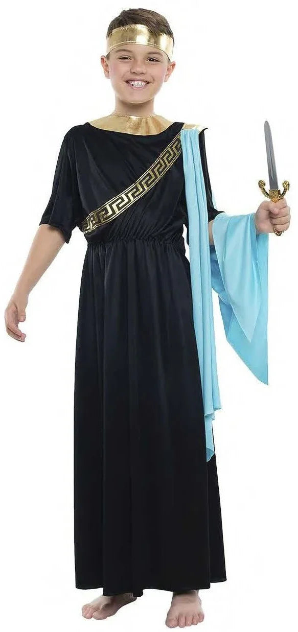 Disfraz de Senador Romano Negro para Niño Romano y Griego Kimokawaii