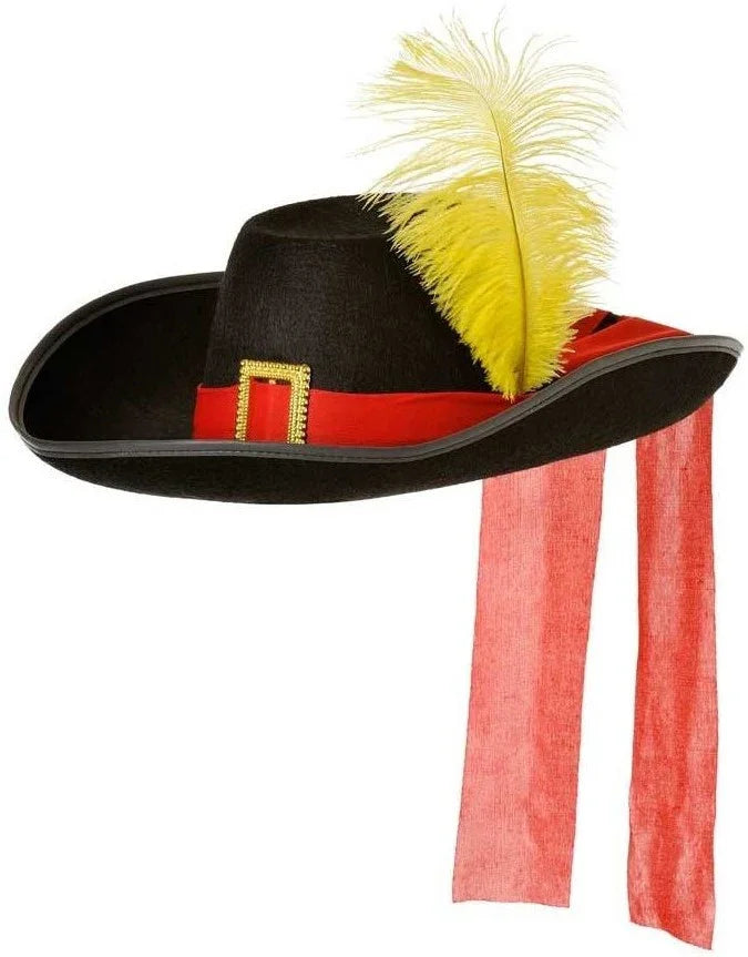 Sombrero de Mosquetero Negro con Pluma Complementos Mosqueteros Fycar Complementos