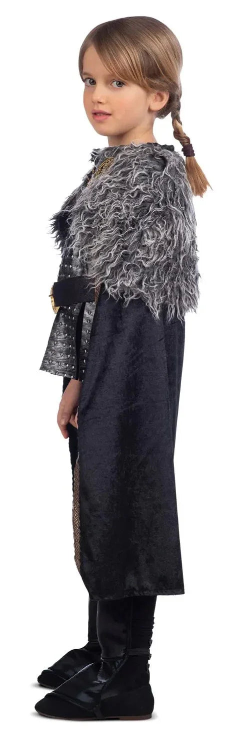 Disfraz de Vikinga Negro con Capa para Niña Vikingos Infantiles Viving