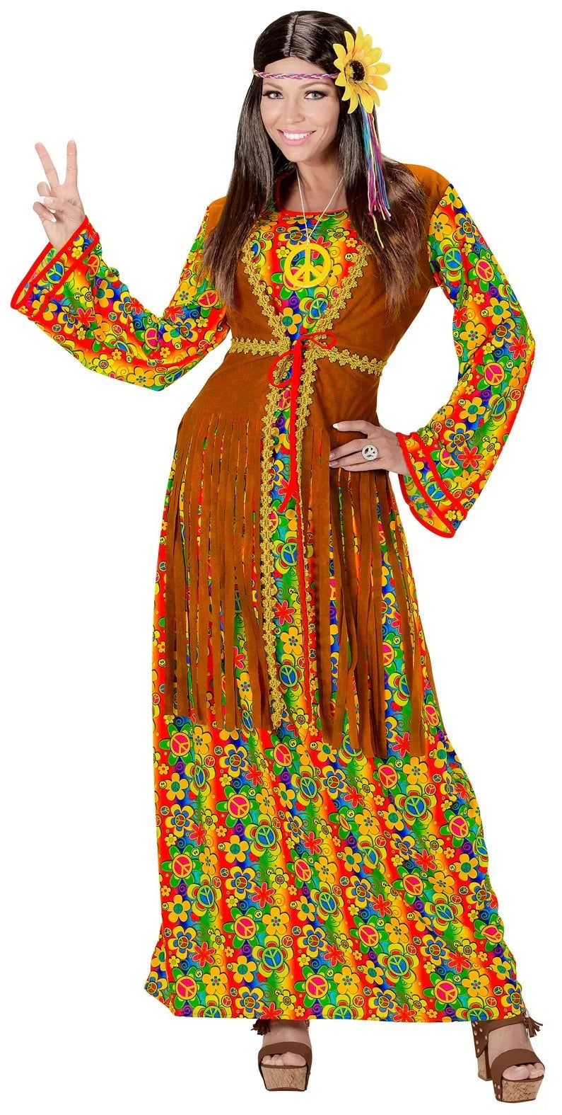 Disfraz de Hippie Largo para Mujer Hippies Widmann
