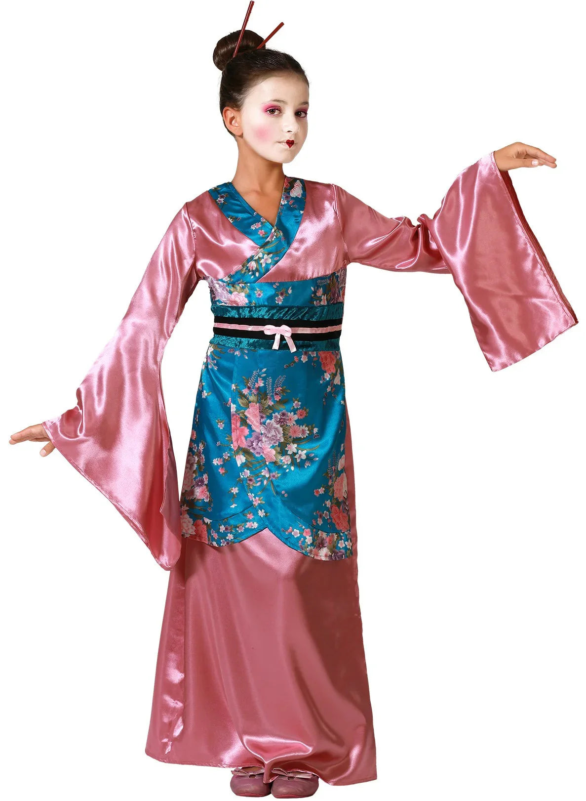 Disfraz de Geisha Rosa y Azul para Niña Geishas Atosa