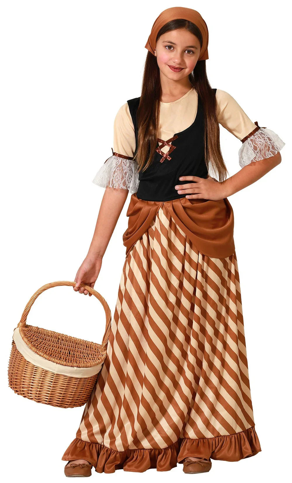 Disfraz de Mesonera Marrón Infantil Taberneras y Campesinas Medievales Atosa