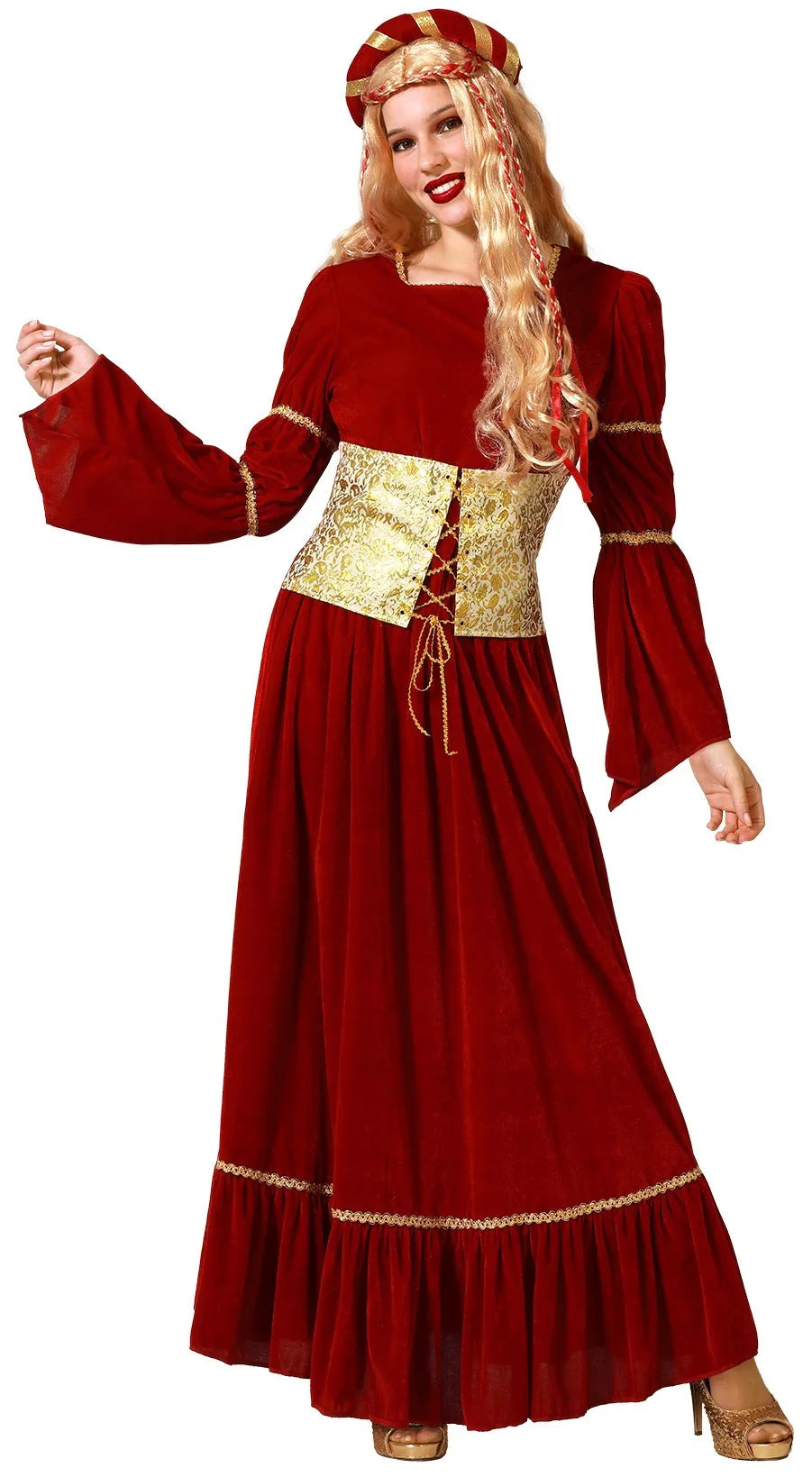 Disfraz de Doncella Medieval Granate para Mujer Princesas y Damas Medievales Atosa