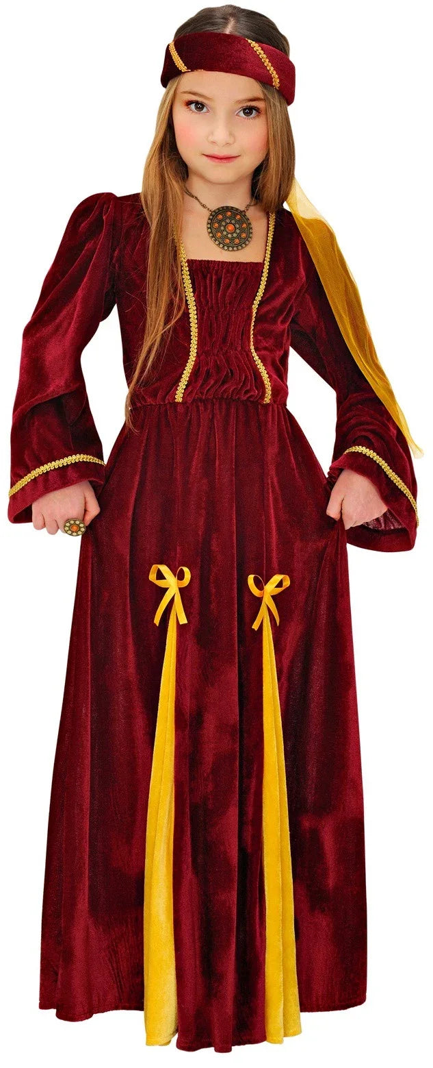 Disfraz de Reina Medieval Rojo para Niña Medieval Infantiles Widmann