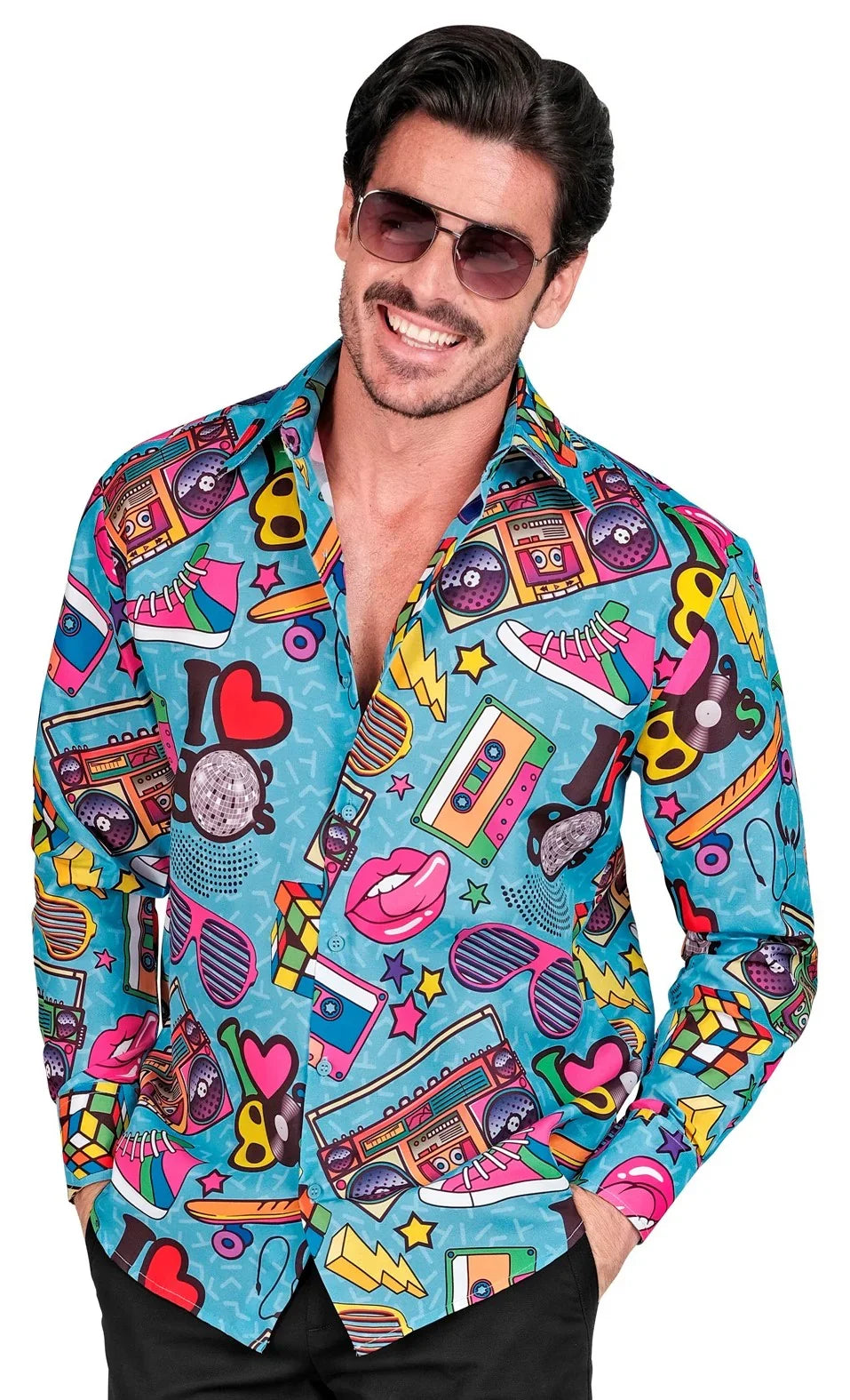Camisa con Estampado Años 80 para Hombre Años 80 Widmann