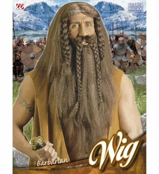 Peluca Castaña con Barba de Vikingo COMPLEMENTOS Widmann
