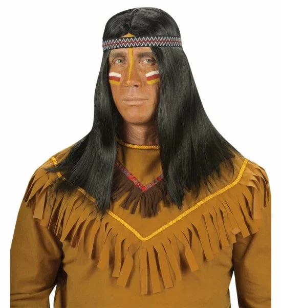 Peluca de Indio Negra con Cinta COMPLEMENTOS Widmann