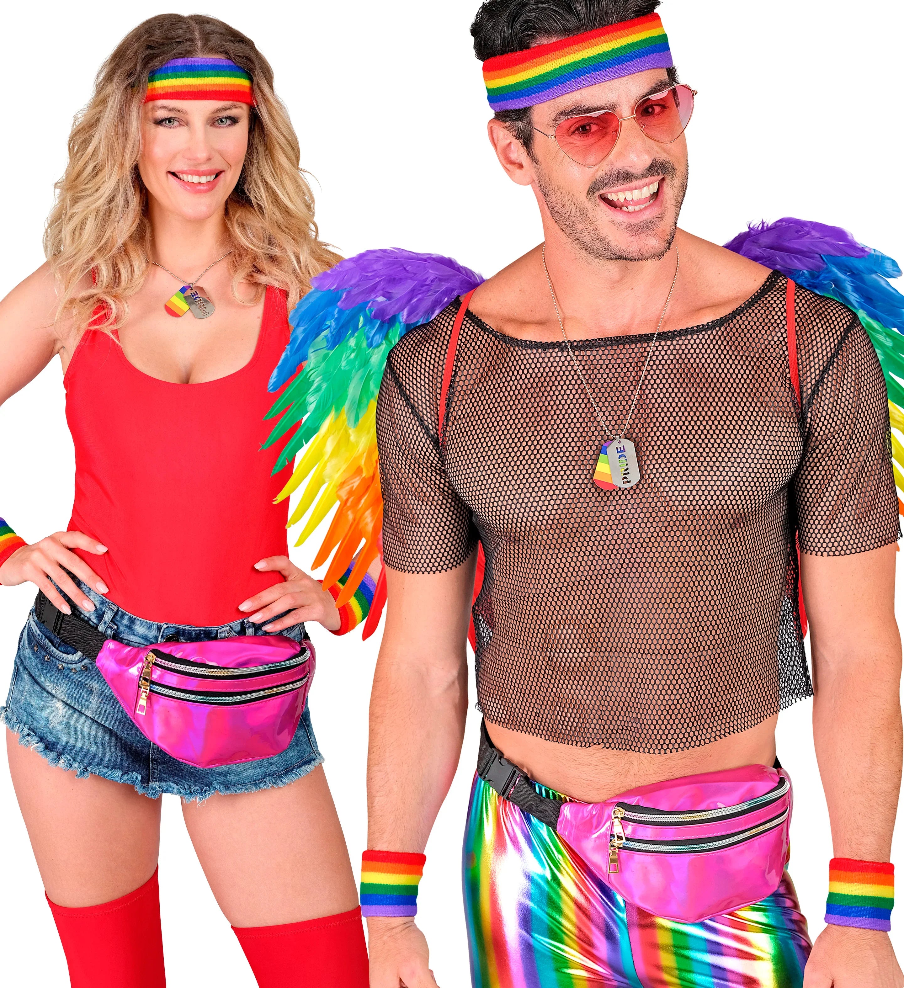 Cinta y Muñequeras Arcoíris Estilo Años 80 Orgullo Gay Widmann