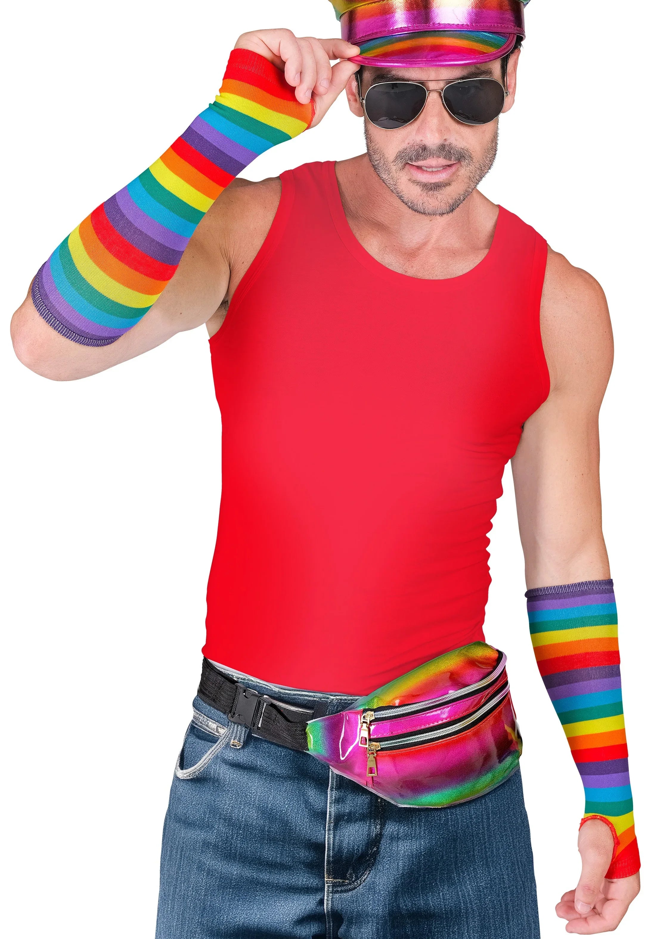 Guantes Largos con Rayas Arcoíris sin Dedos Orgullo Gay Widmann