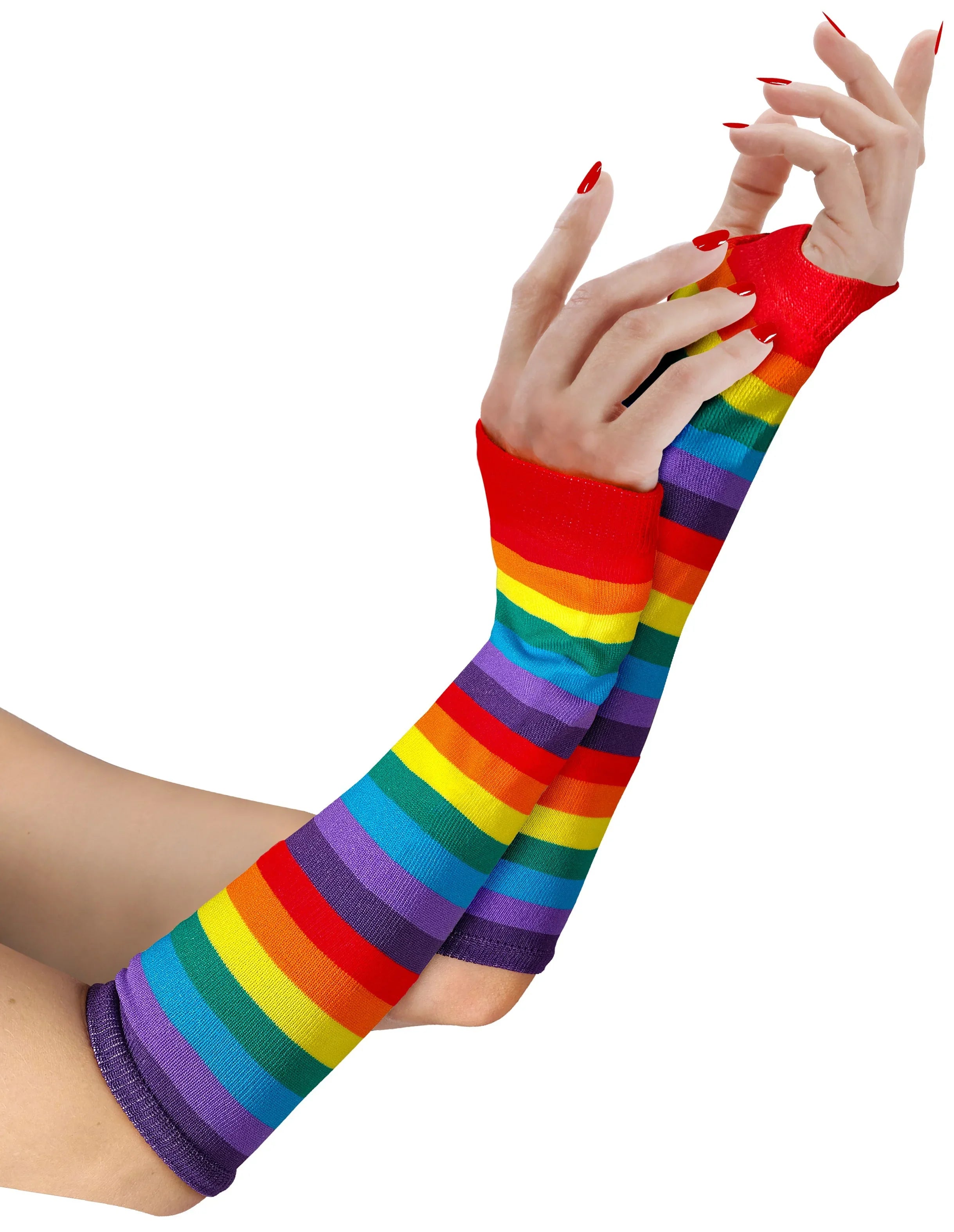 Guantes Largos con Rayas Arcoíris sin Dedos Orgullo Gay Widmann