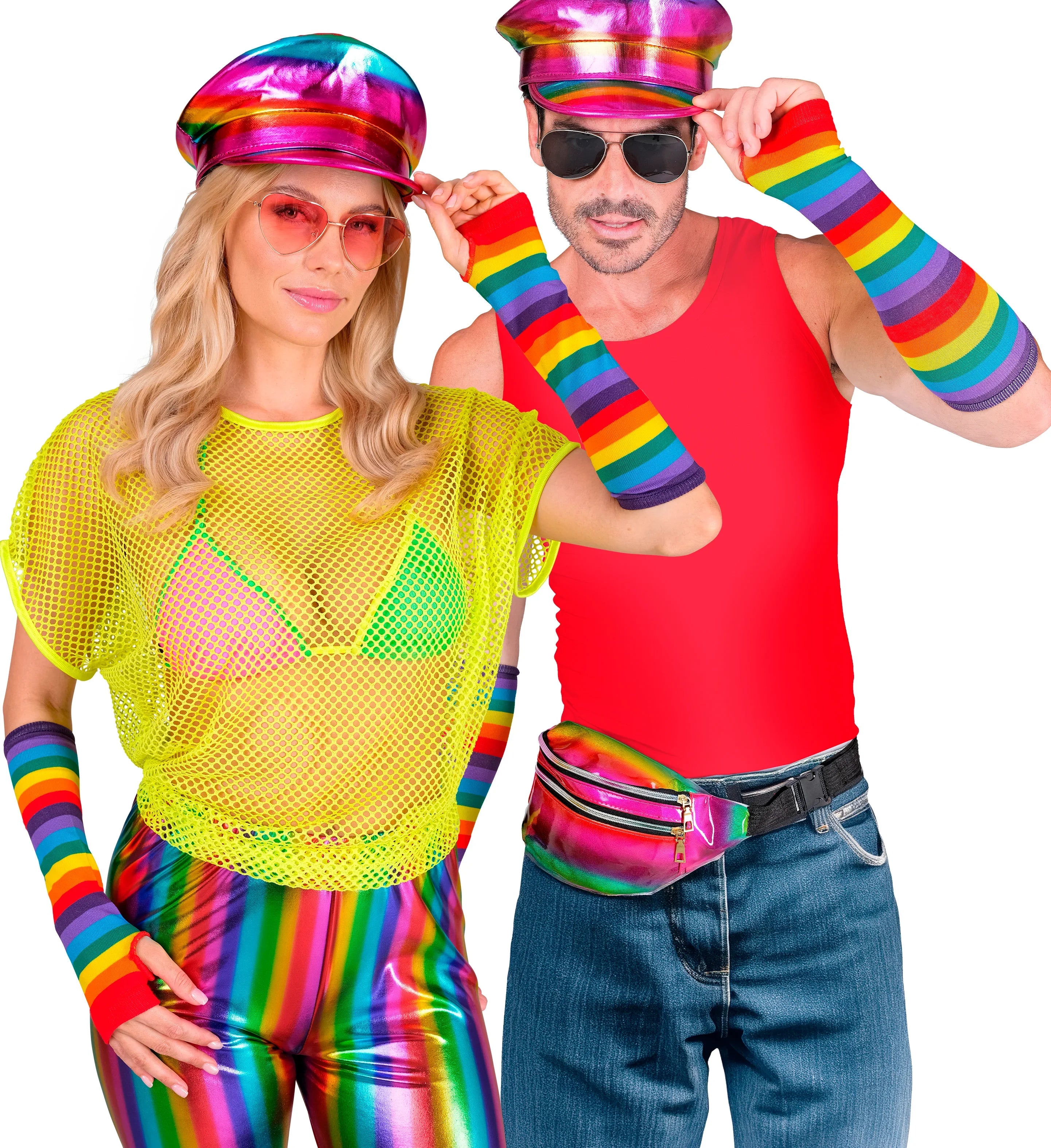 Guantes Largos con Rayas Arcoíris sin Dedos Orgullo Gay Widmann