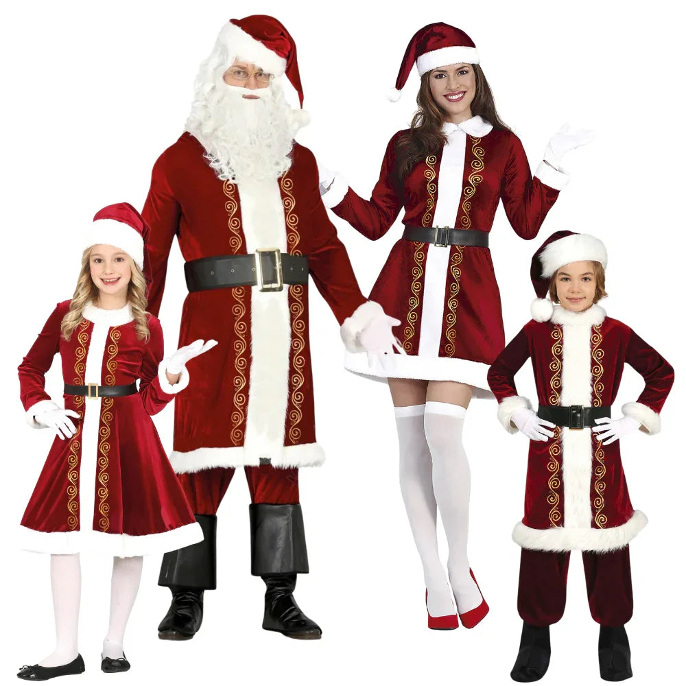 Disfraces para Grupo de Papá y Mamá Noel Terciopelo Papa Noel y Mama Noel Disfraces Simon