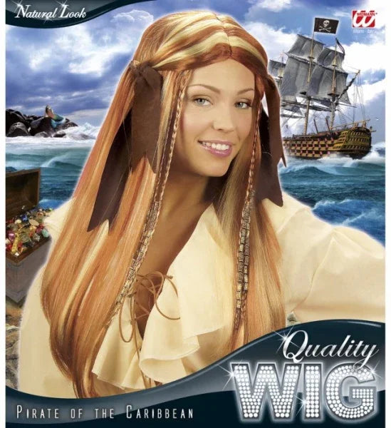 Peluca de Pirata Castaña con Trenzas y Lazos COMPLEMENTOS Widmann