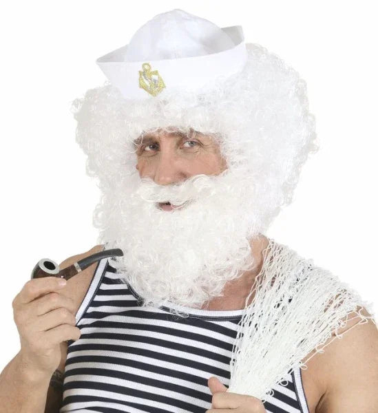 Peluca Blanca Rizosa con Barba COMPLEMENTOS Widmann