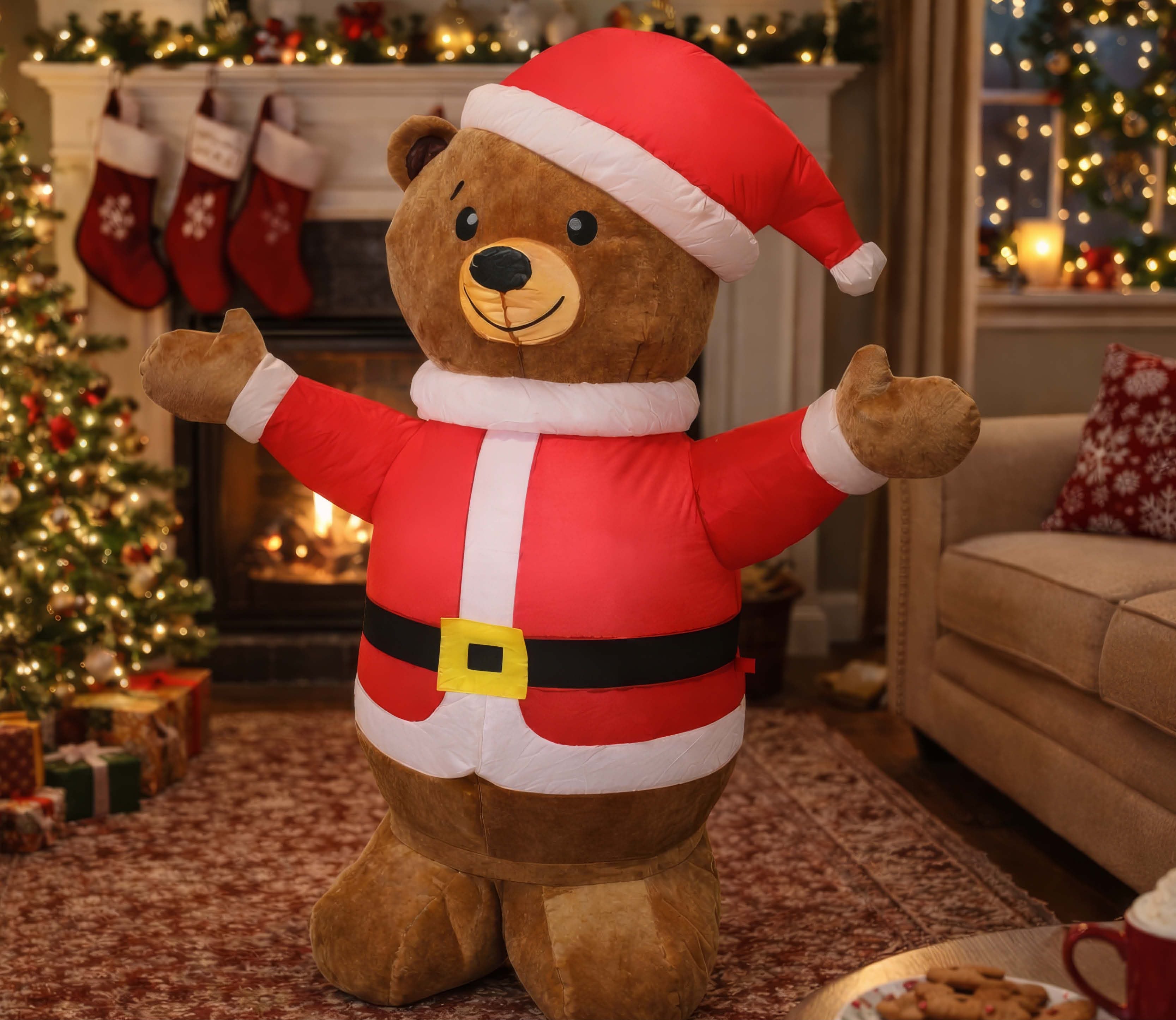 Ourson de Noël gonflable avec lumière de 120 cm