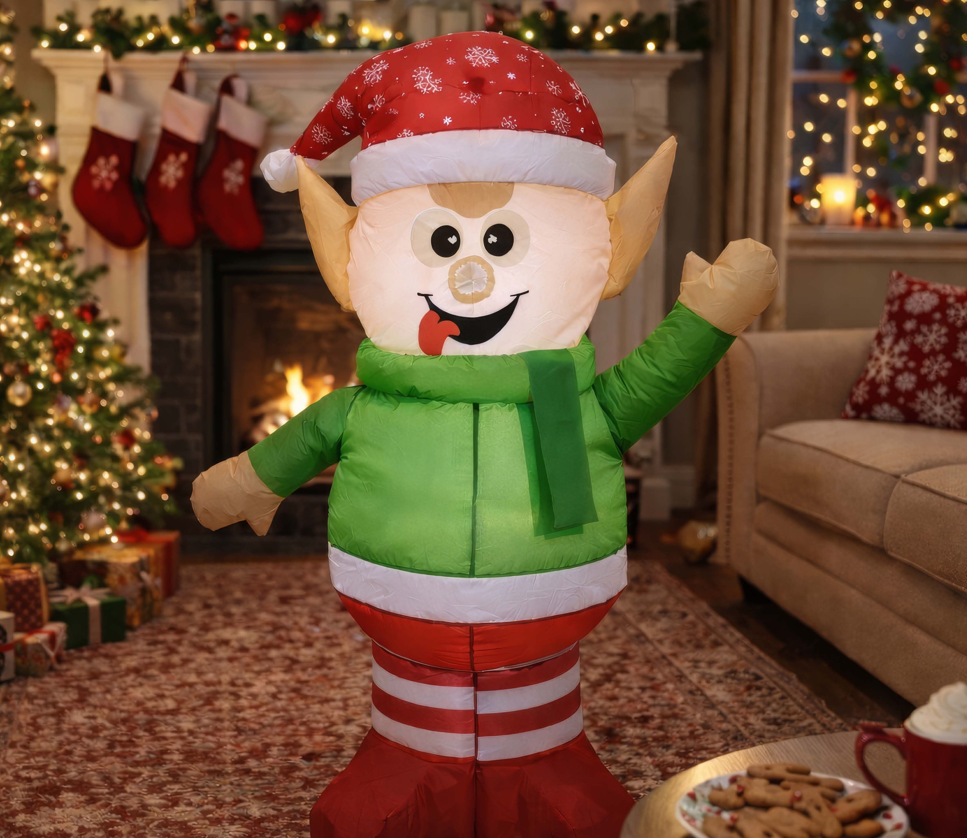 Elfe de Noël Gonflable avec Lumière de 120cm