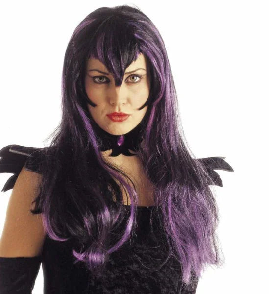 Peluca Morena con Mechas Moradas COMPLEMENTOS Widmann
