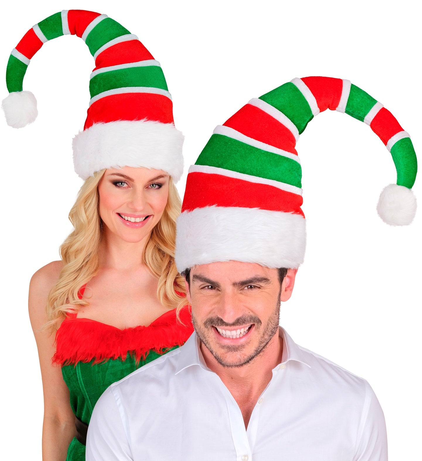 Gorro de Elfo Navideño de Peluche Acolchado Elfos Navideños Widmann