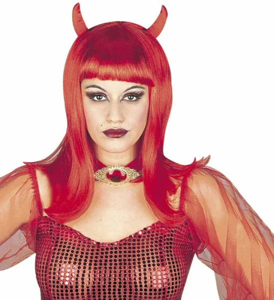 Peluca de Diabla Roja con Cuernos COMPLEMENTOS Widmann