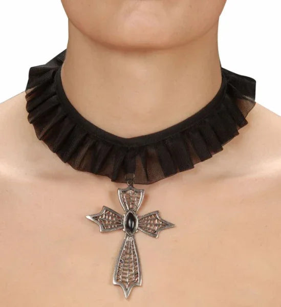 Collar Negro con Cruz Metálica COMPLEMENTOS Widmann
