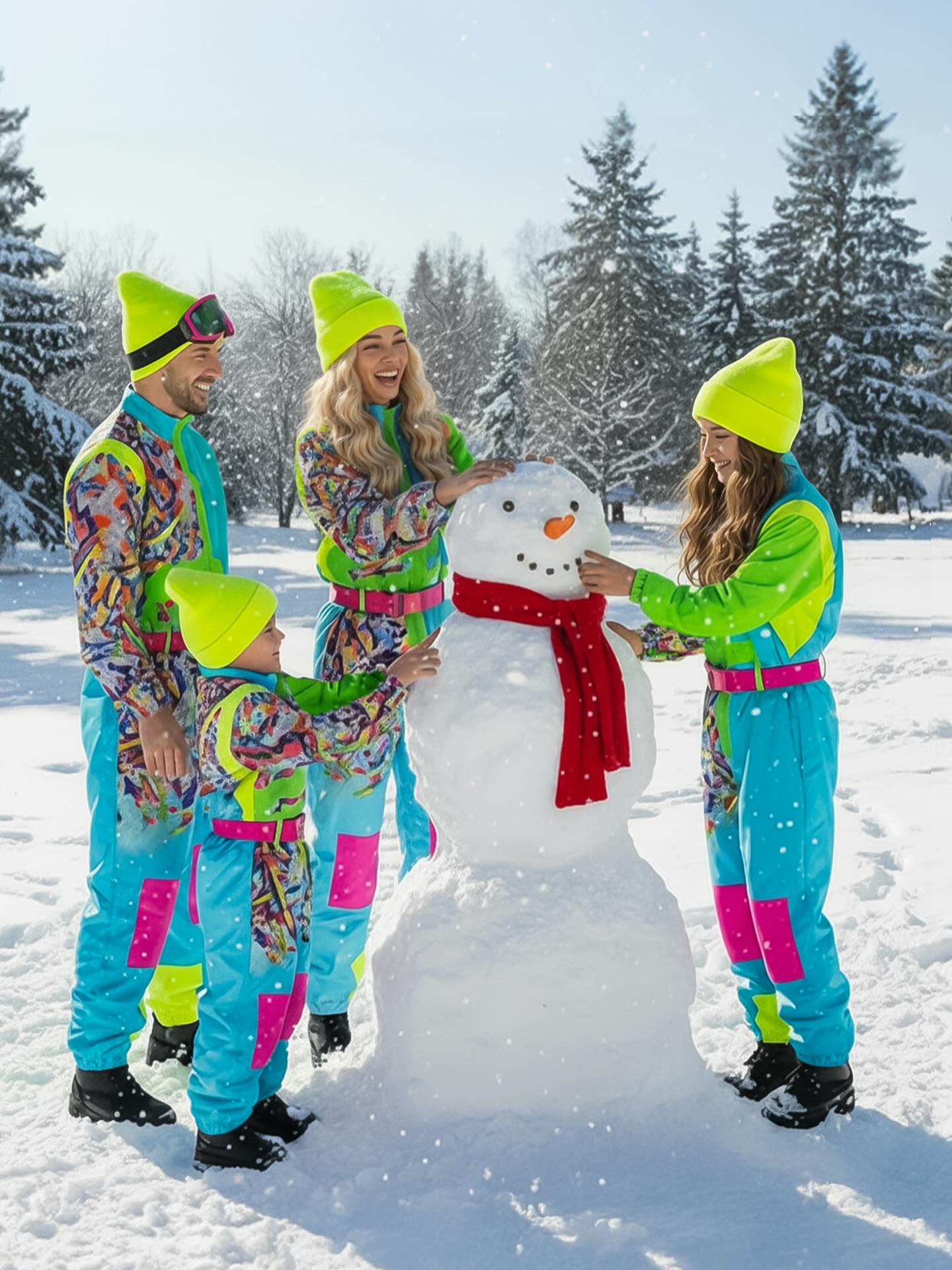 Déguisement de snowboarder néon années 80 pour adulte