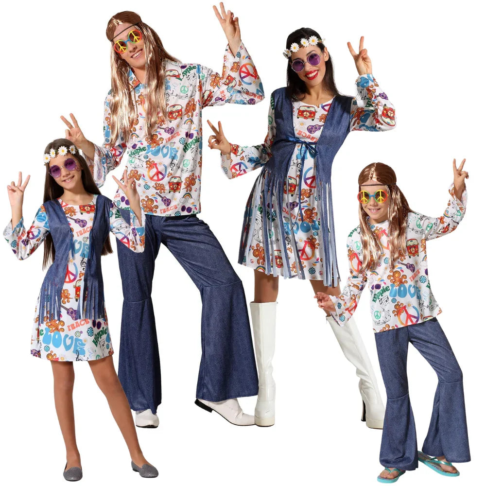 Disfraces para Grupo de Hippies Jeans Estampados Hippie Disfraces Simon