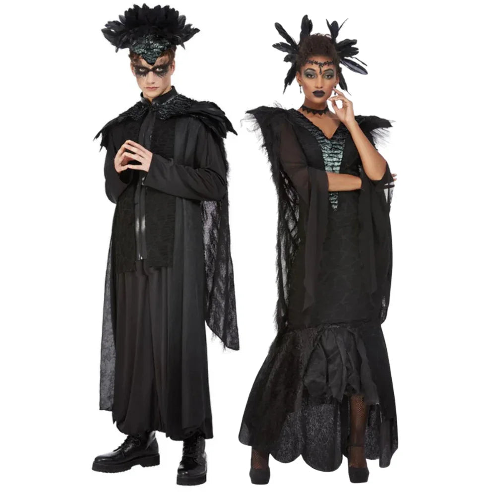 Disfraces en Pareja de Rey y Reina Cuervo Brujas Disfraces Simon
