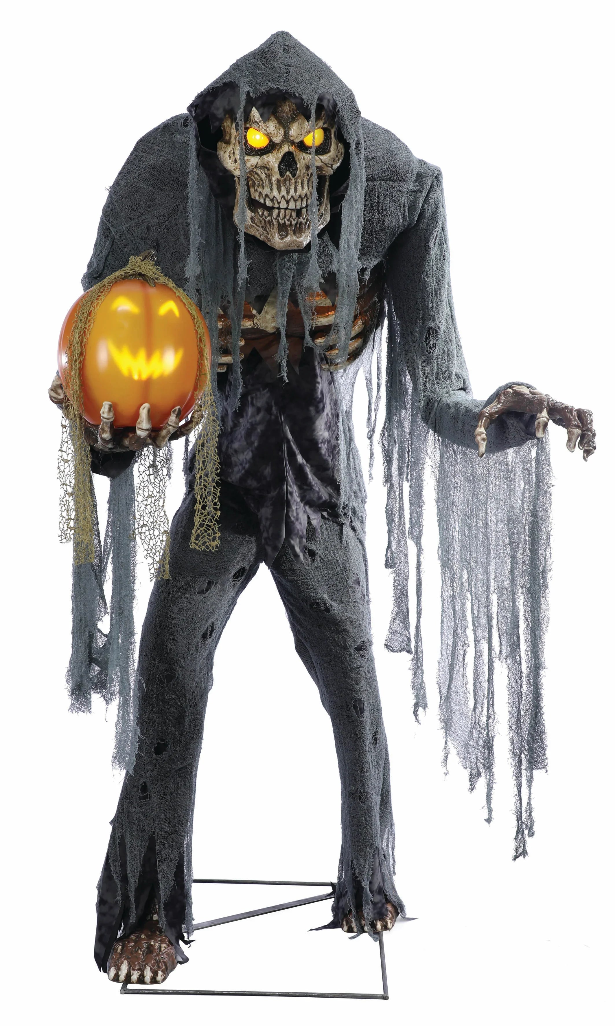 Esqueleto y Calabaza Siniestros con Movimiento, Luz y Sonido Decoración Halloween Palmer