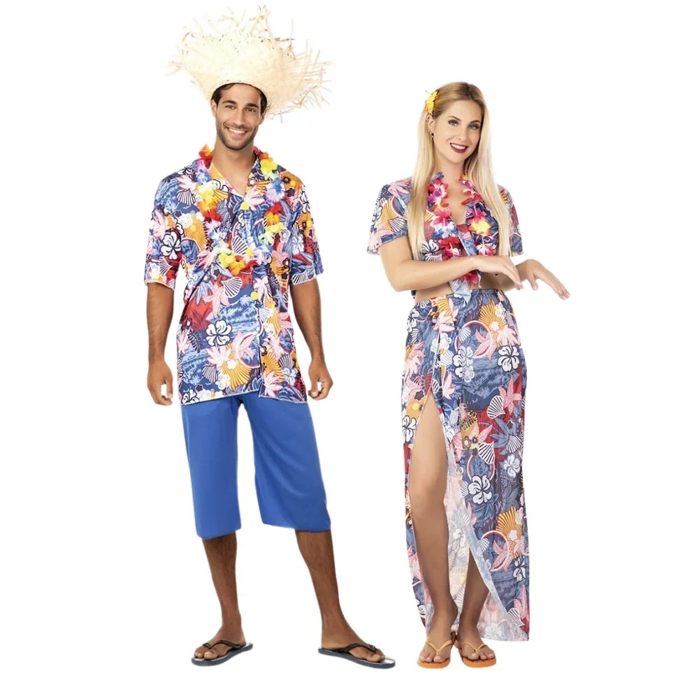 Disfraces en Pareja de Hawaianos Azules Hawaianos Disfraces Simon