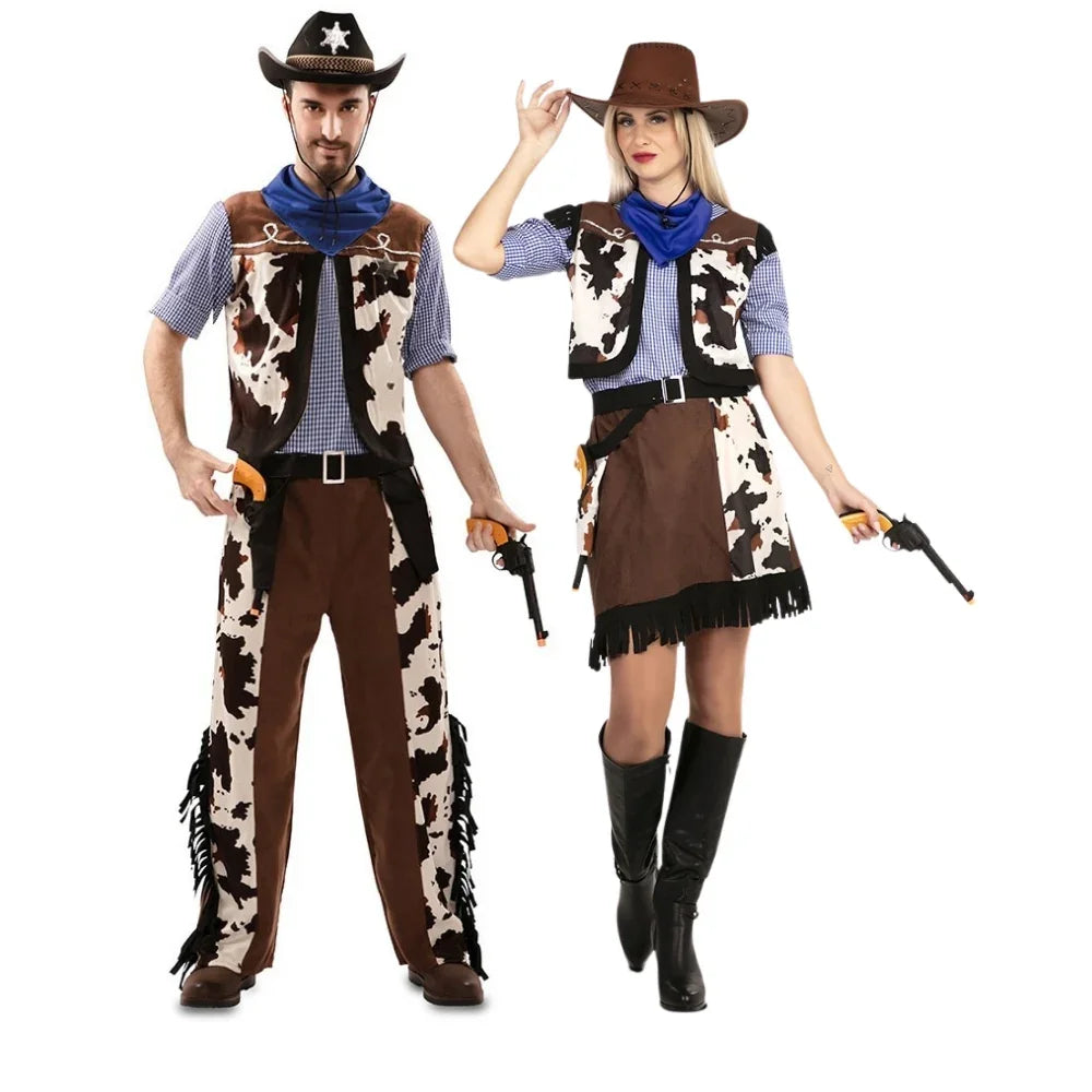 Disfraces en Pareja de Vaqueros con Estampado de Vaca Vaquero Disfraces Simon
